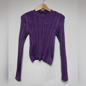Mango Shimmering Purple Knit Top